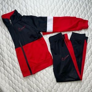 Nike Boys 2 Piece Set Red Black & White